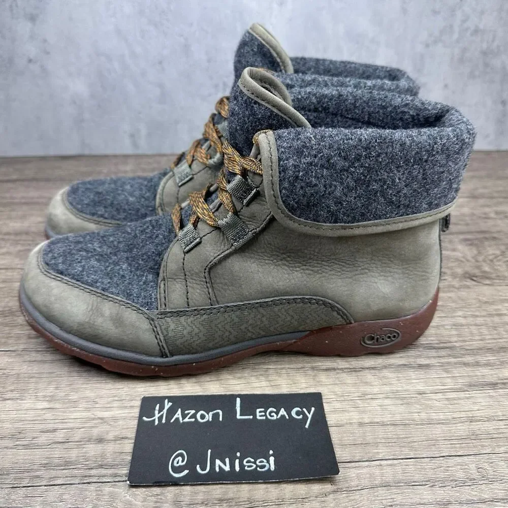 Chaco~Women's~Barbary Waterproof Castlerock Gray Lthr/Wool HikingBoots~Sz 6.5